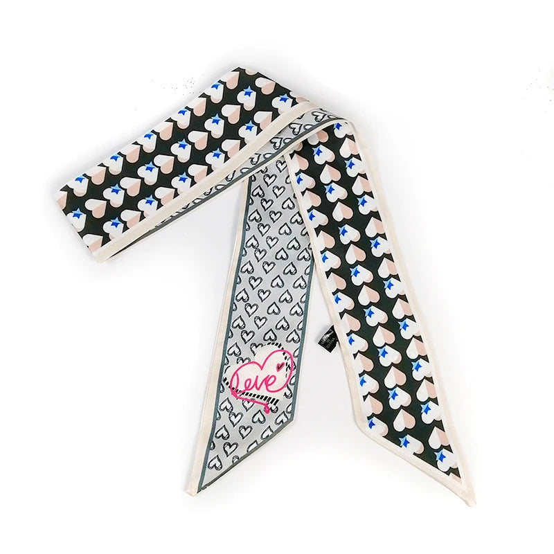 Bande Foulard Cheveux Beige et Bleu Marine 90*5.5cm