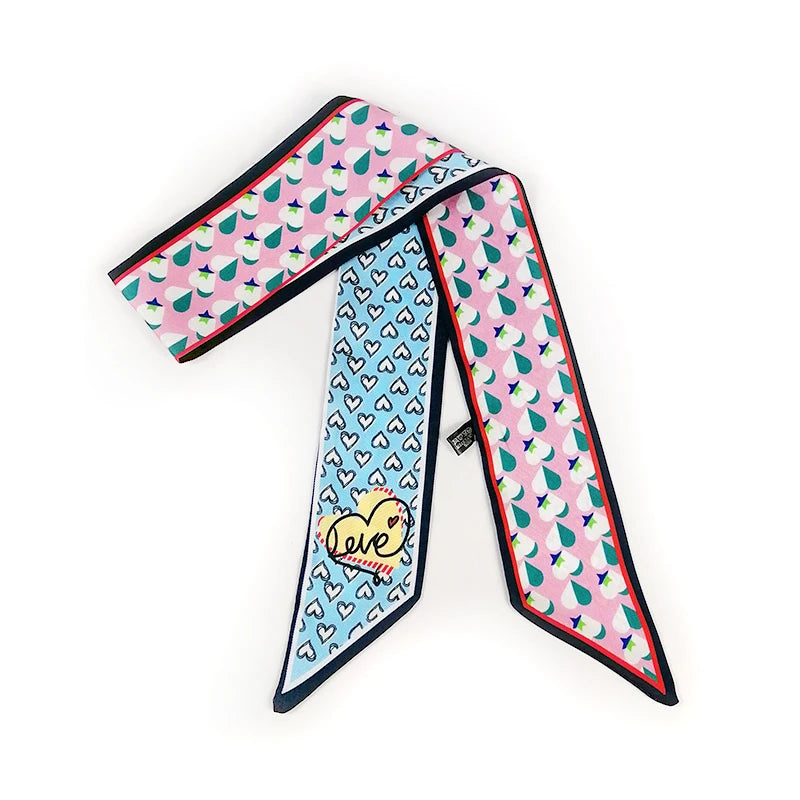 Bande Foulard Cheveux Rose et Bleu Ciel 90*5.5cm