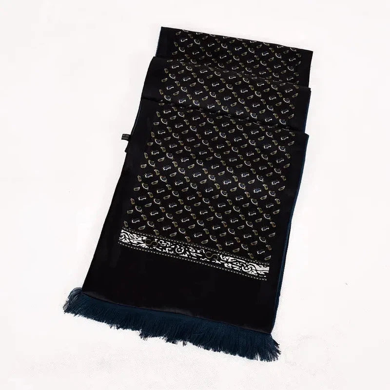 Foulard Echarpe en Soie Homme Noir et Vert Émeraude 