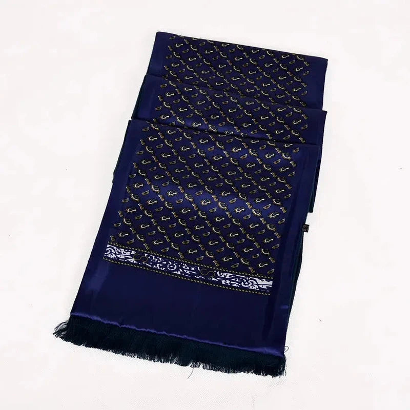 Foulard Echarpe en Soie Homme Bleu Nuit 