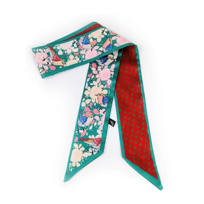 Bande Foulard Cheveux Vert Émeraude et Rouge Brique 90*5.5cm