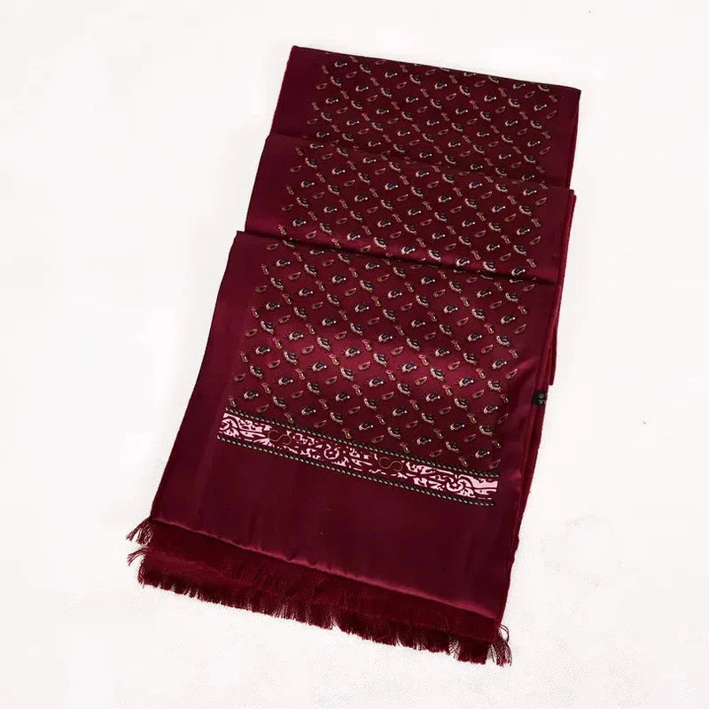 Foulard Echarpe en Soie Homme Bordeaux et Doré 