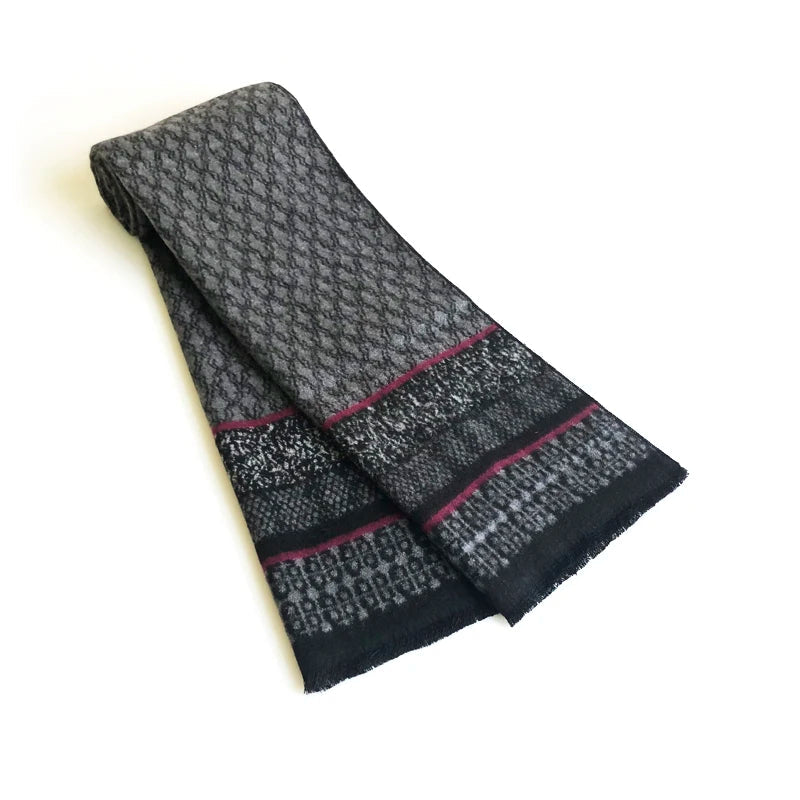 Echarpe Homme Gris Gris Foncé et Bordeaux 180x30cm