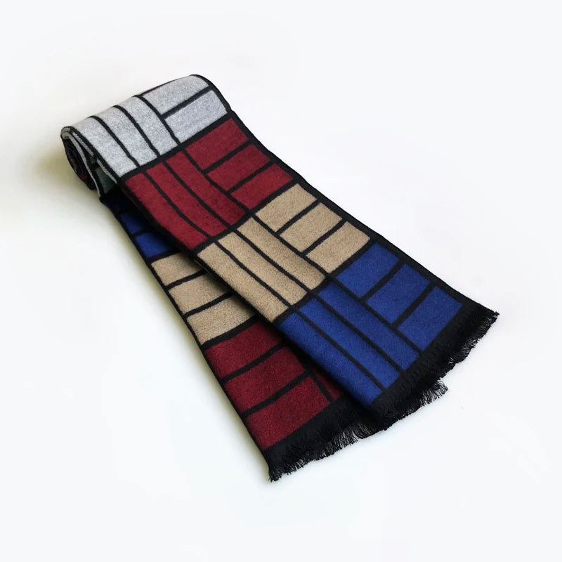 Echarpe Bleu Marine Homme Patchwork 180*30cm