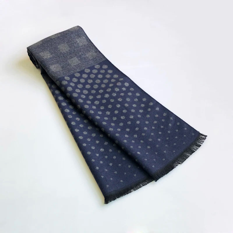 Echarpe Bleu Marine Homme Bleu Nuit et Argent 180*30cm