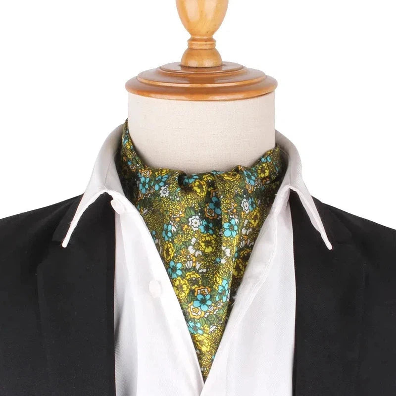 Cravate Echarpe Homme Vert Olive et Bleu Ciel 