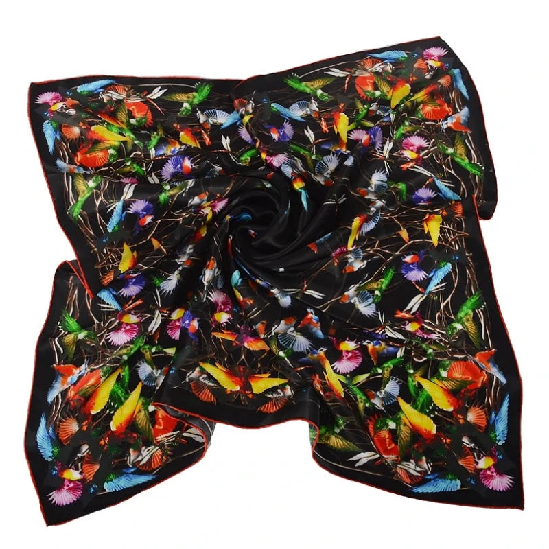 Grand Carré De Soie Foulard Multicolore 90*90cm