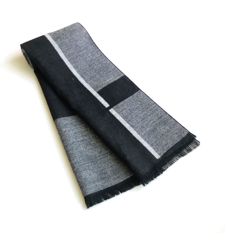 Echarpe Homme Noire Gris Clair et Noir 180x30cm