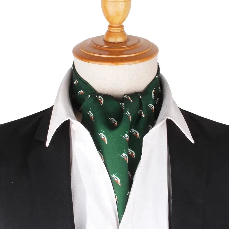 Cravate Echarpe Homme Vert Sapin et Blanc 