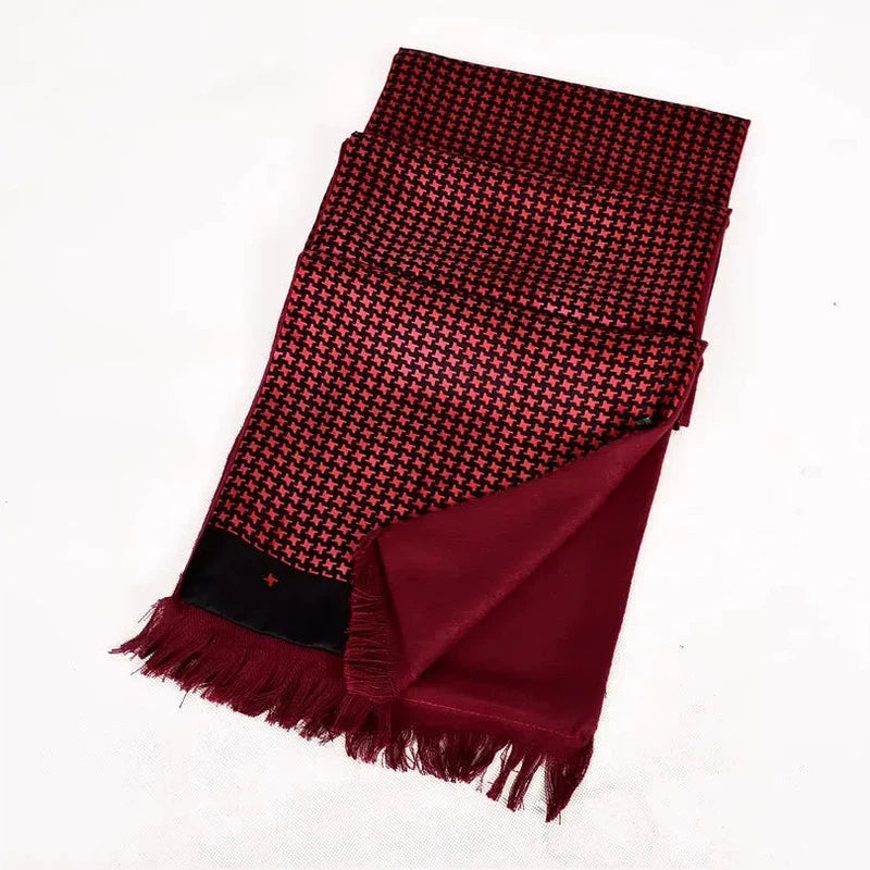 Foulard Echarpe en Soie Homme Bordeaux 