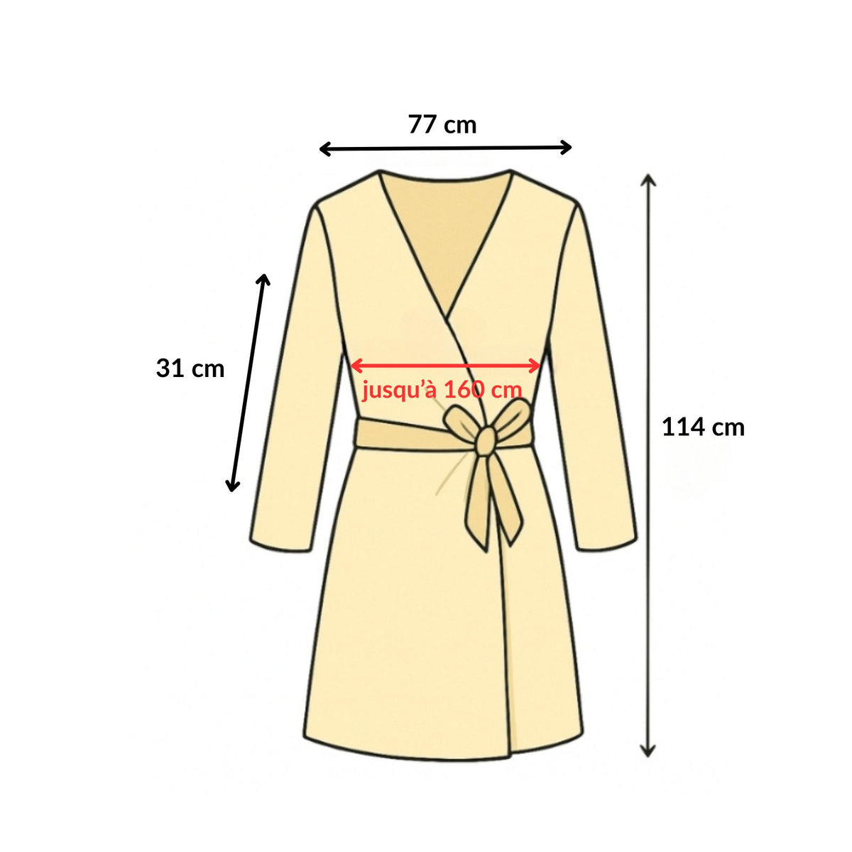 Kimono de Plage Couleur Printanière guide des dimensions - Blanc Fleuri