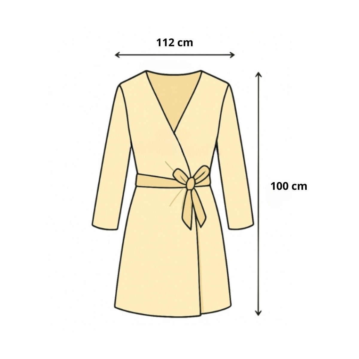 Kimono Court Vintage Ethnique guide des dimensions - Jaune - Vert - Rouge - Noir - Bleu