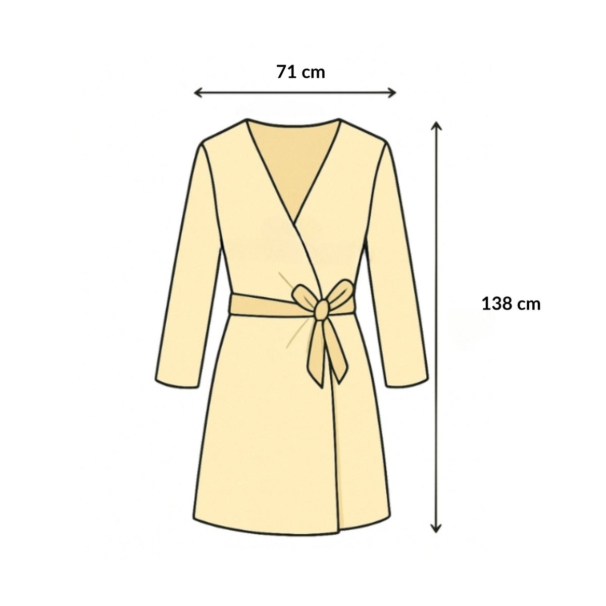 Kimono Tie and Dye Imprimé Ligné Manches Mi-longues guide des dimensions - Multicouleur