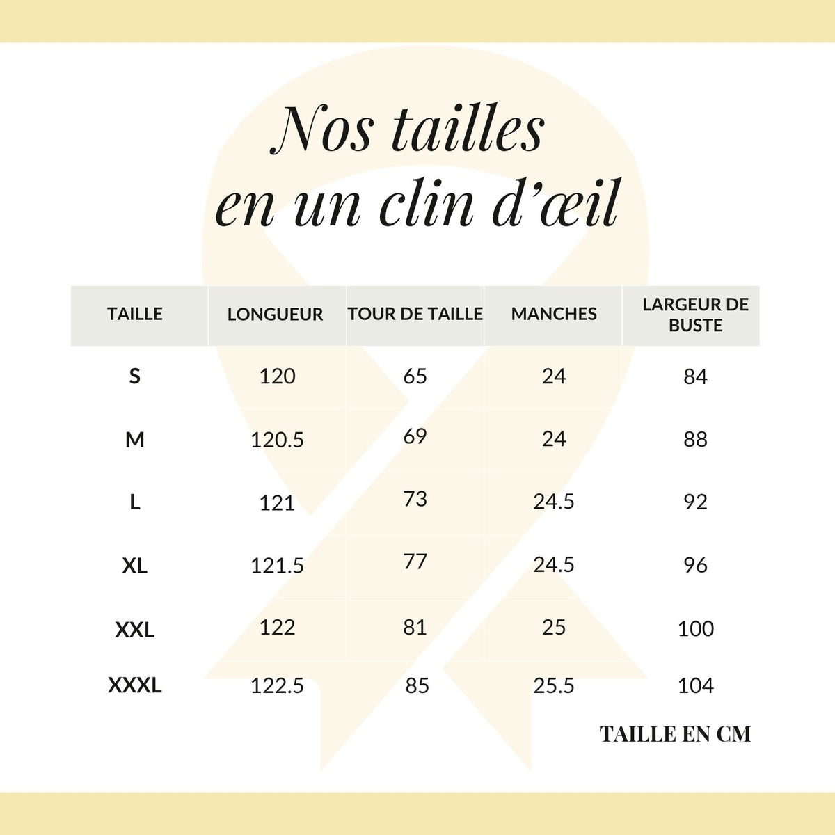 Paréo Kimono Long avec Ceinture en Dentelle guide des dimensions - Blanc