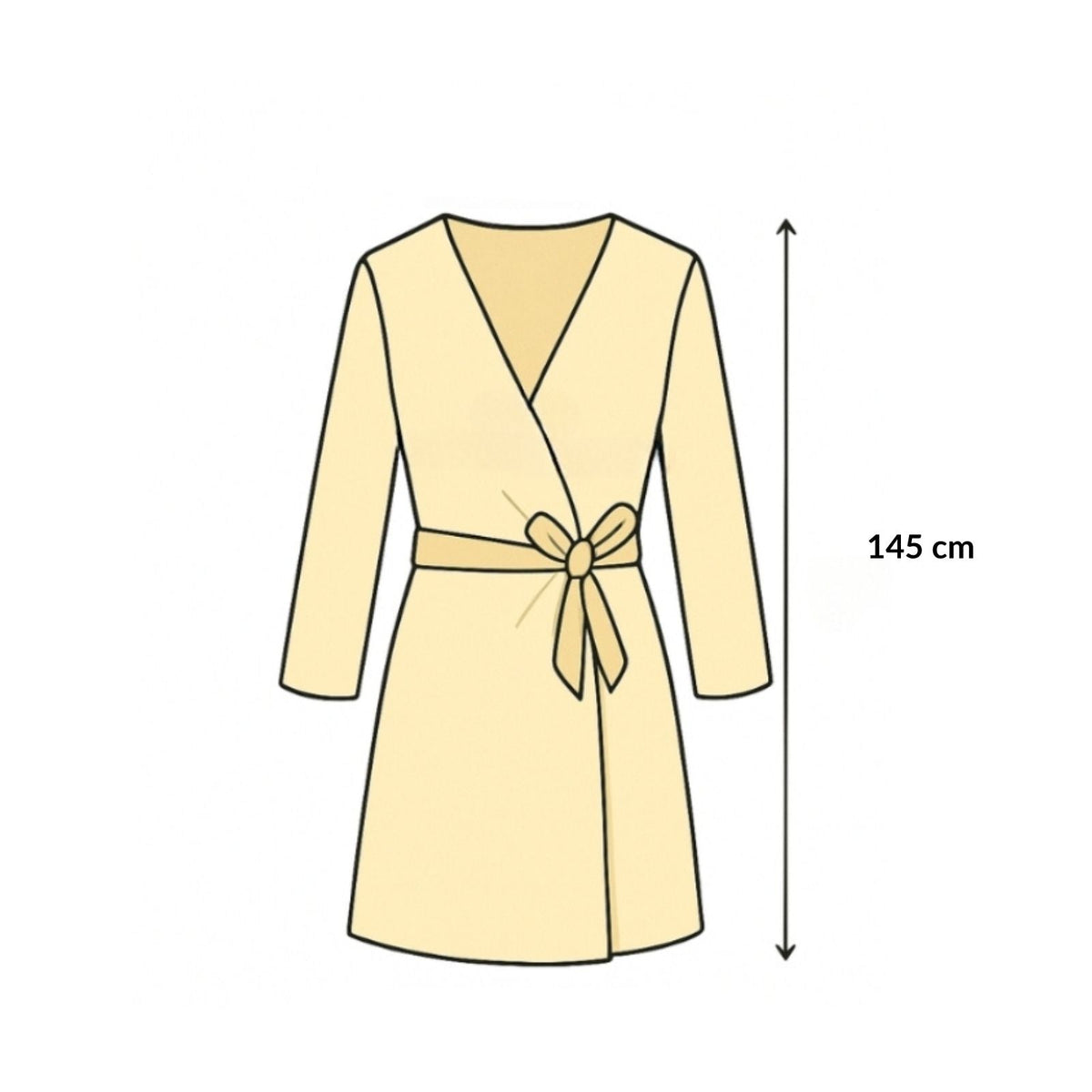 Paréo de Plage Long façon Kimono guide des dimensions - Doré - Argenté - Bronze