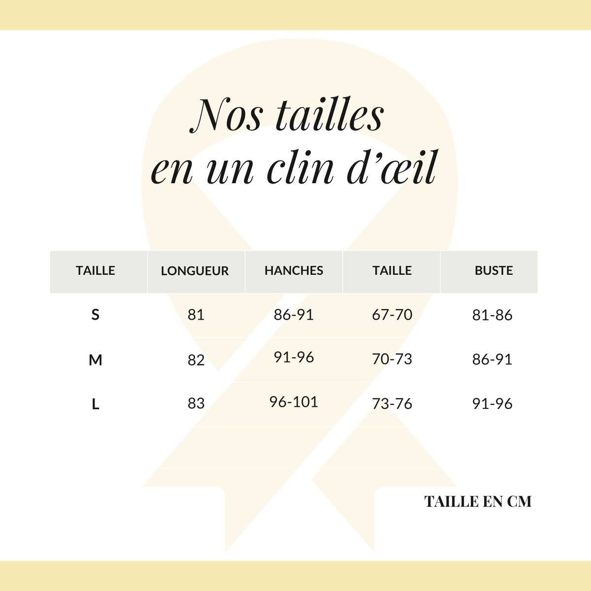 Petite Robe de Plage en Maille guide des dimensions - Beige