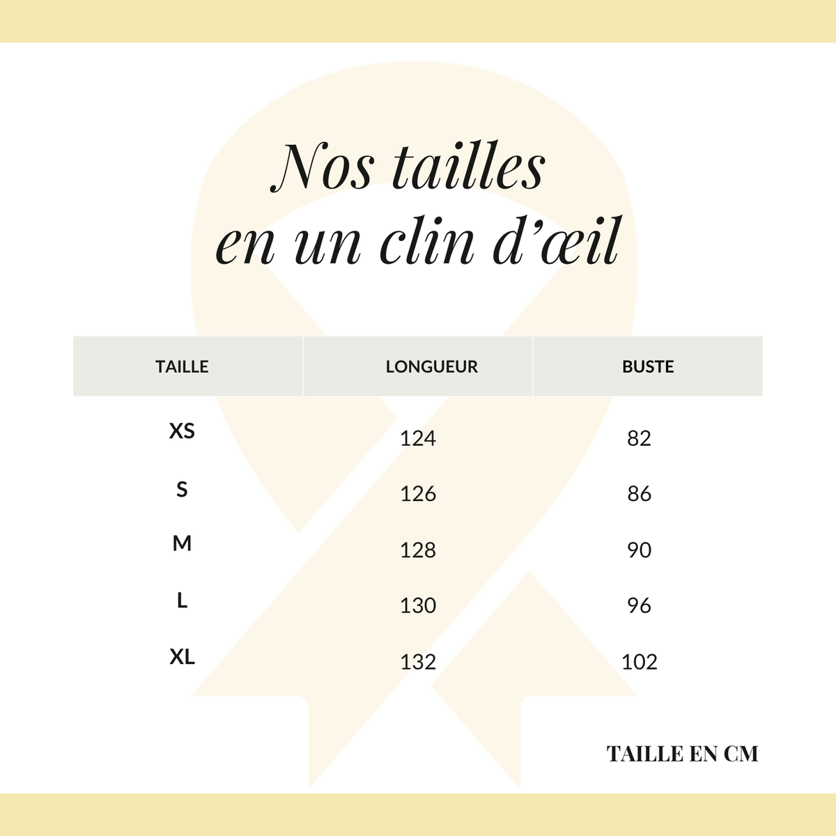 Robe de Plage Noire guide des dimensions - Noir