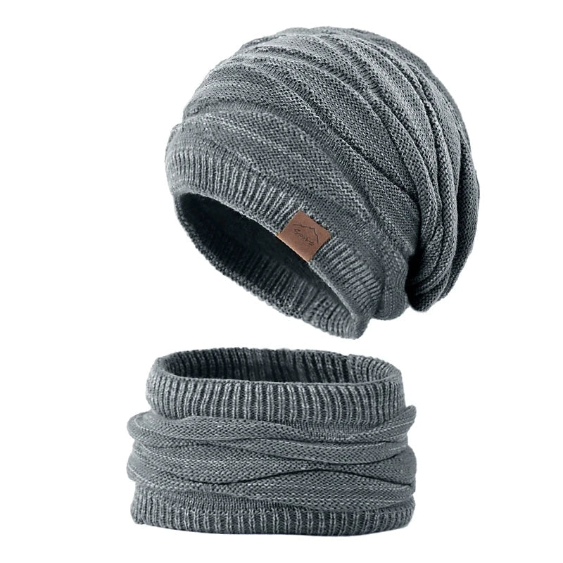 Ensemble Snood Bonnet Femme Gris Foncé 56-60cm