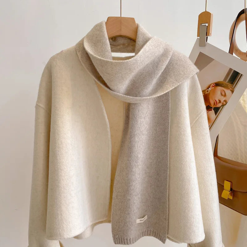 Écharpe en Laine Crème Blanc Crème 160*20cm
