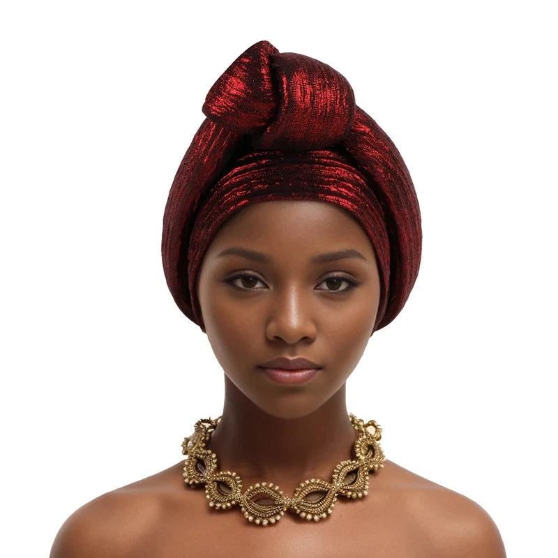 Foulard Africain Pour Cheveux Bordeaux 