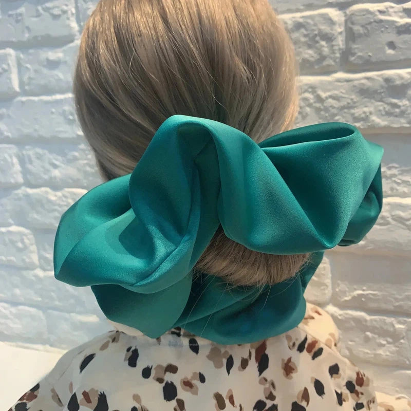 Gros Chouchou Cheveux Turquoise Satiné 