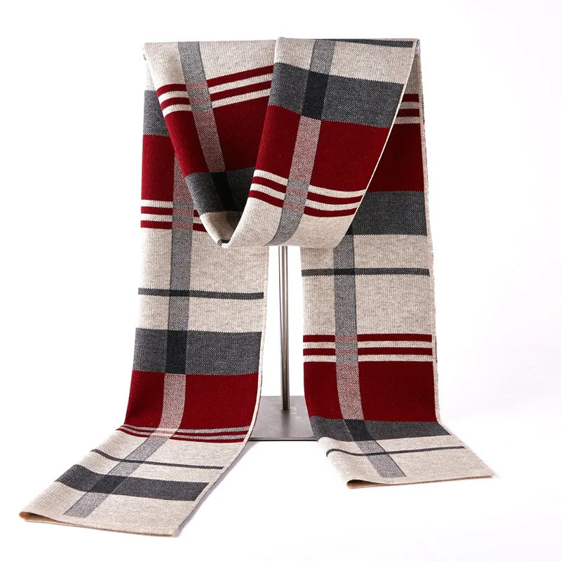 Écharpe à Carreaux Homme Bordeaux et Gris Clair 180 *30cm