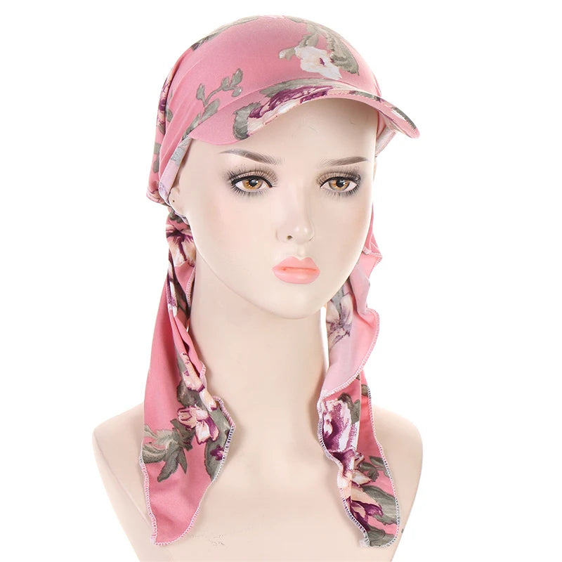 Casquette Foulard Femme Rose Pâle et Violet 