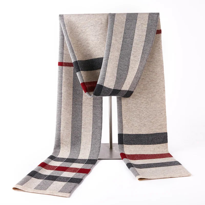 Écharpe à Carreaux Homme Gris Clair et Rouge Foncé 180 *30cm