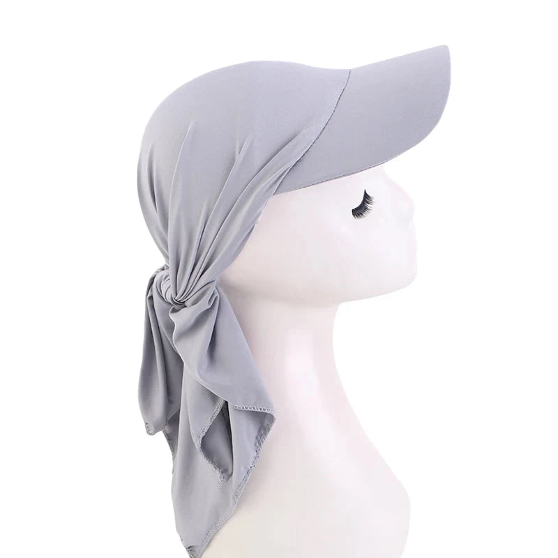 Casquette avec Foulard Eté Femme Gris Clair 