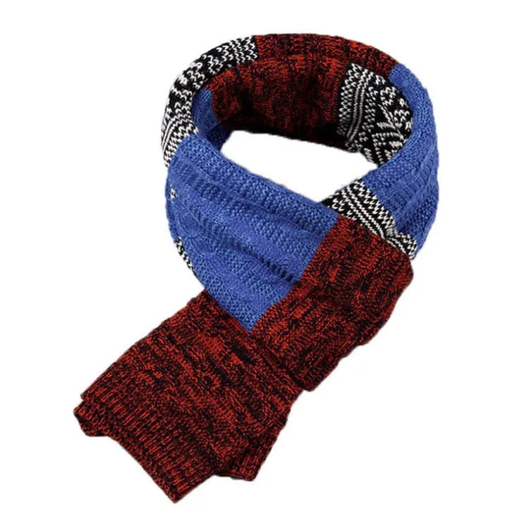 Echarpe Homme Motif Jacquard - Bleu et Bordeaux - 175*55cm