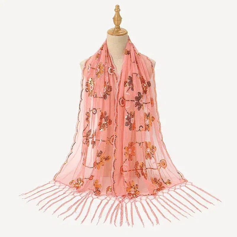 Etole Femme Pour Mariage Rose Pêche et Doré 135*175cm
