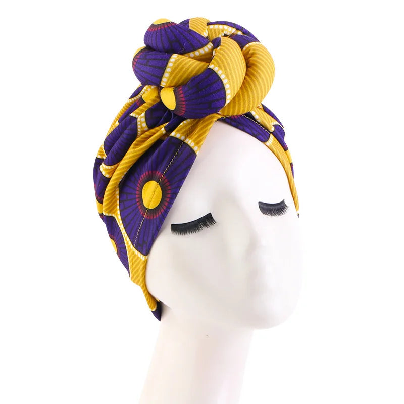 Foulard Africain Femme Violet et Jaune 