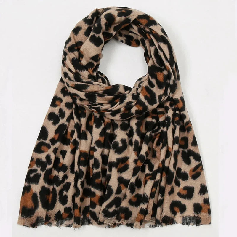 Chèche Foulard Femme Léopard Beige et Marron 210*80cm