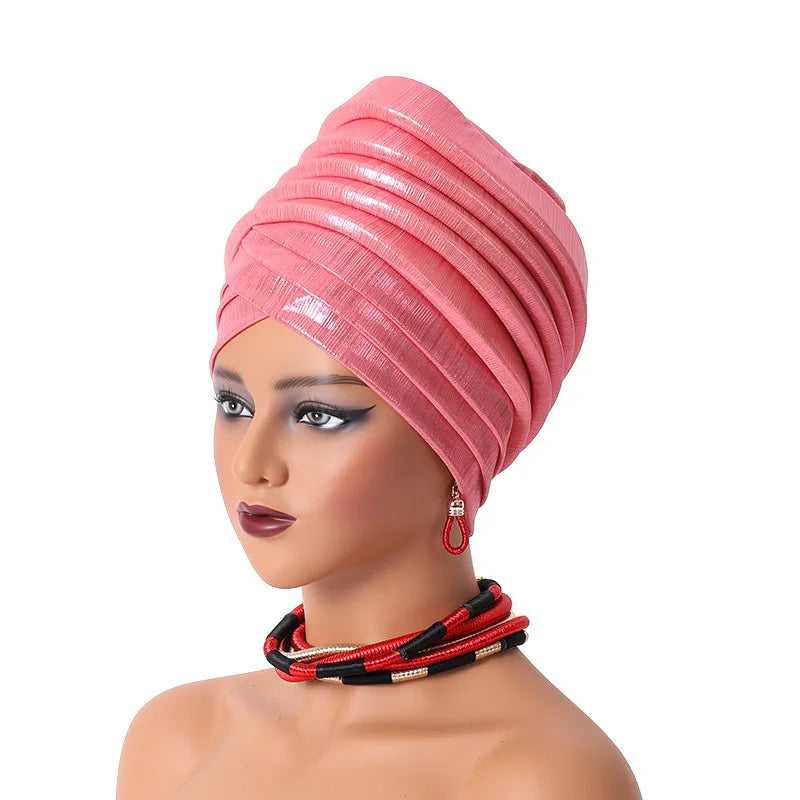Foulard Turban Africain Rose Pâle 