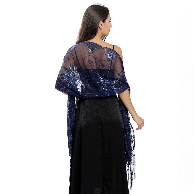 Châle Pour Robe de Soirée Bleu Marine 60*200cm