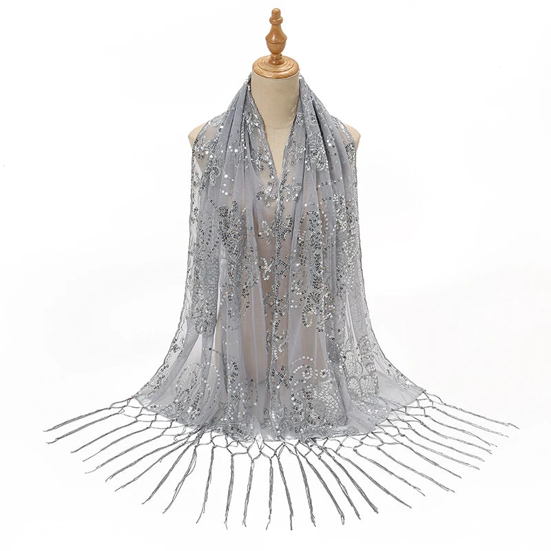 Etole Paillettes Sequins Gris Argenté 160*60cm