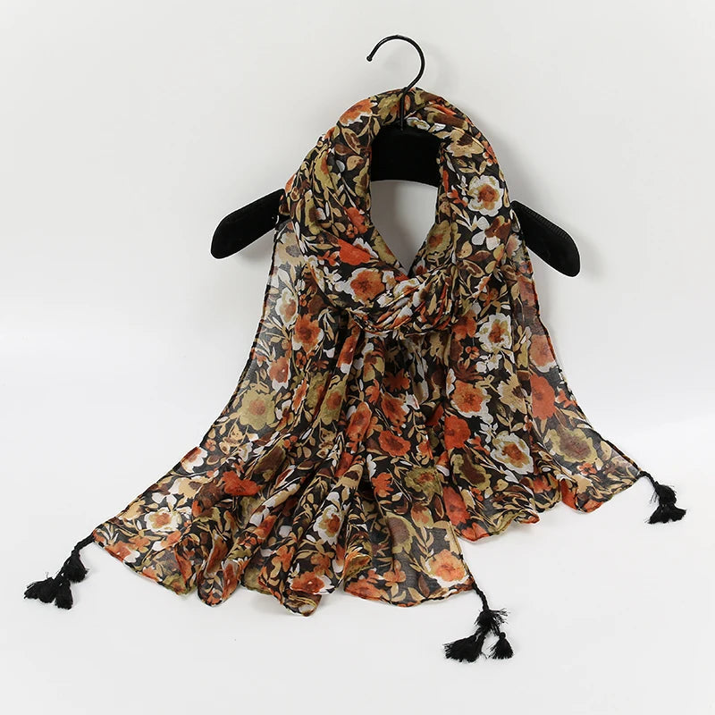 Chèche Echarpe Léopard Marron et Orange 180*90cm