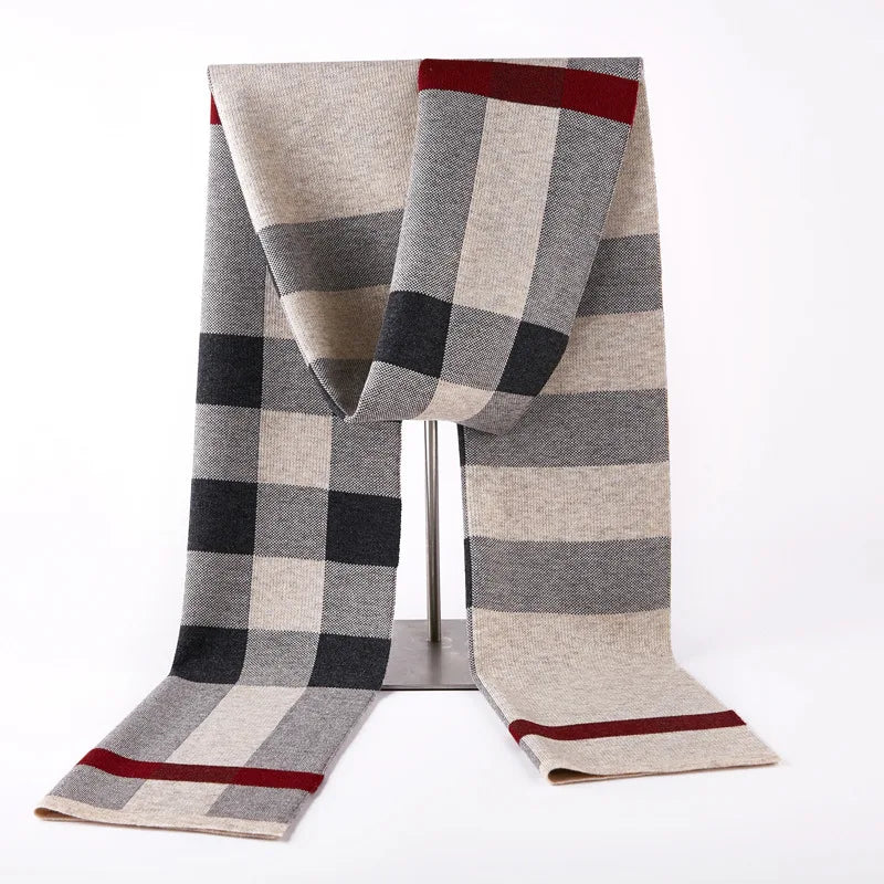 Écharpe à Carreaux Homme Gris Clair et Gris Foncé 180 *30cm