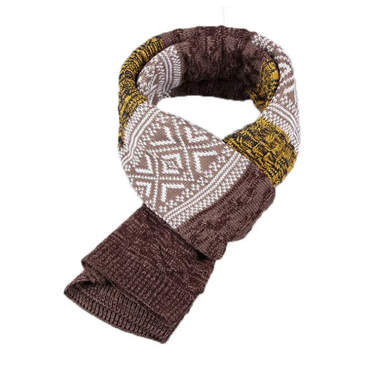 Echarpe Homme Motif Jacquard - Marron et Jaune - 175*55cm