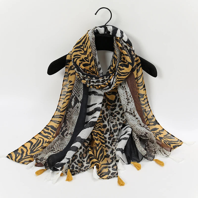 Chèche Echarpe Léopard Marron Zébré 180*90cm