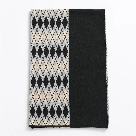 Echarpe Tendance Homme Noir et Gris 30*180cm