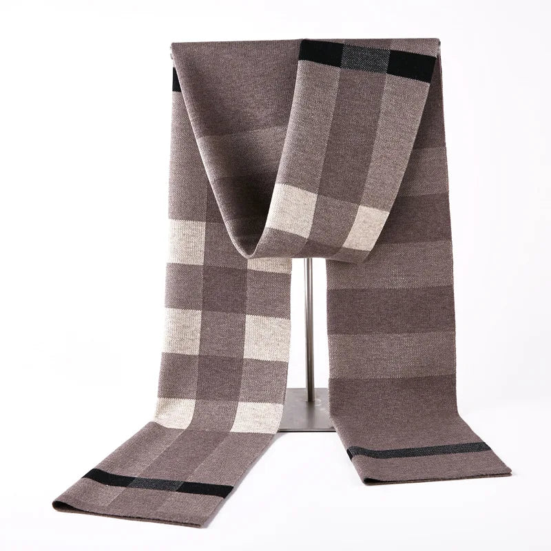 Écharpe à Carreaux Homme Marron et Crème 180 *30cm