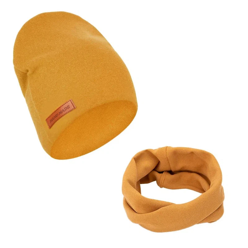Ensemble Bonnet Snood Enfant Jaune Moutarde 