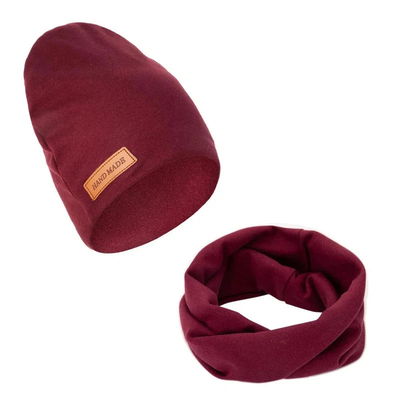 Ensemble Bonnet Snood Enfant Bordeaux 