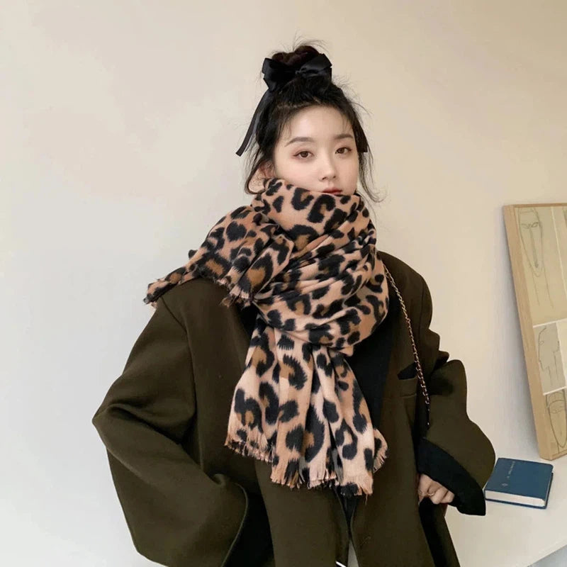 Chèche Foulard Femme Léopard Beige et Marron 210*80cm