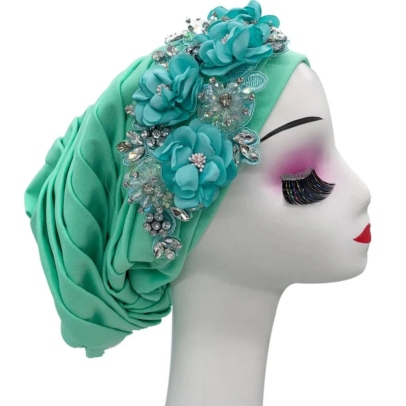 Foulard Africain Mariage Vert d'eau et Turquoise 