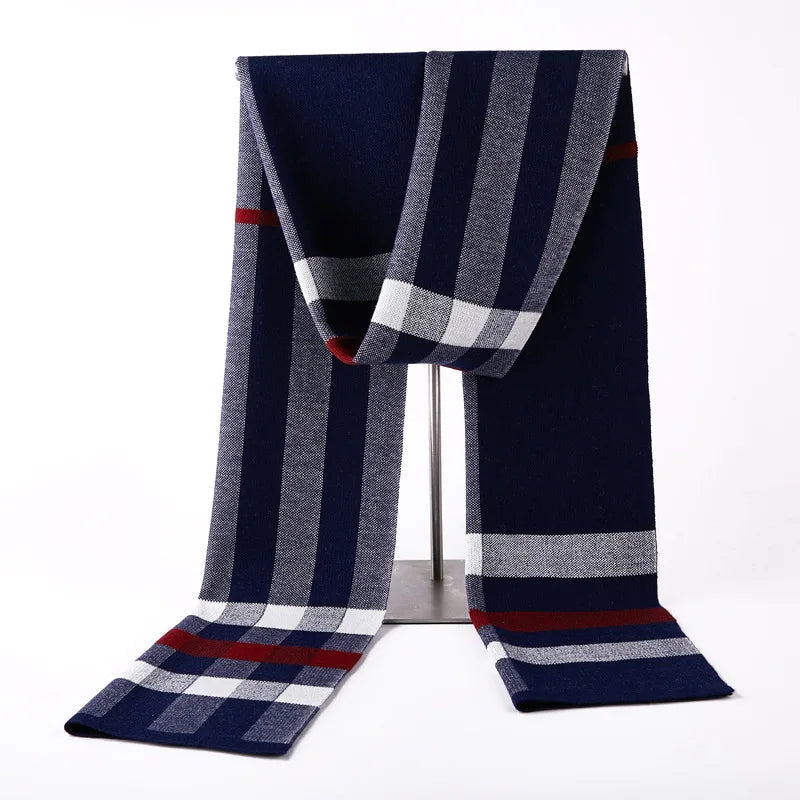 Écharpe à Carreaux Homme Bleu Marine et Blanc 180 *30cm