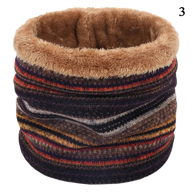 Snood Doublé Polaire Marron à Motifs 