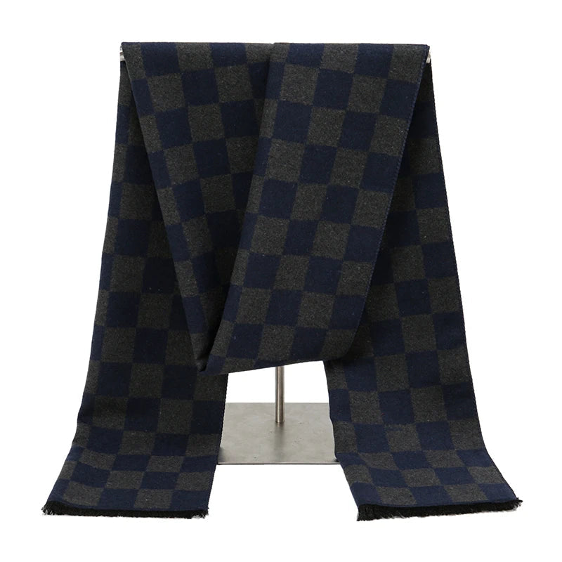 Longue Echarpe Pour Homme Bleu Marine et Gris Foncé 30*180cm