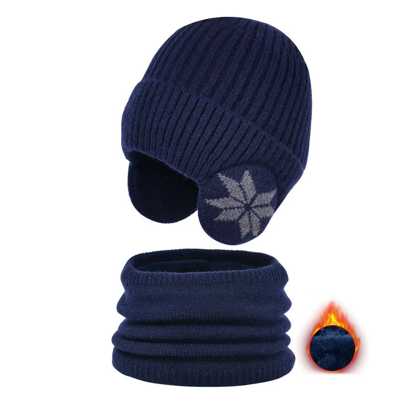 Bonnet et Snood Ensemble Enfant Garçon Bleu Marine 
